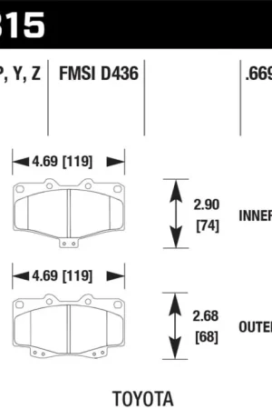 Free Shipping Hawk 95-98 Toyota Tacoma HPS 5.0 Front Brake Pads