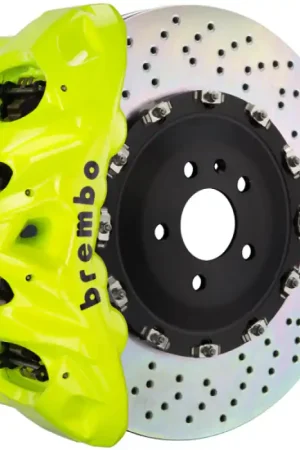 Order Now Brembo 18+ X3 /19+ X4 Front GT BBK 6 Piston Cast 380x34 2pc Rotor Drilled- Fluo. Yellow
