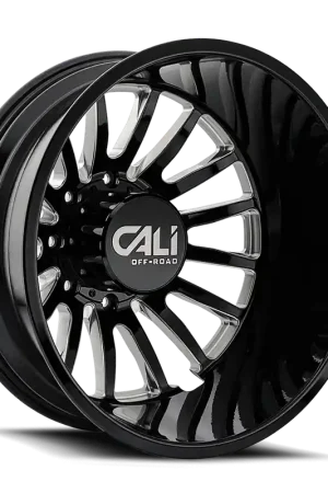 Professional Grade Dually Wheels Summit Dually 9110D GB 20x8.25 Milled Spokes Gloss Black 8 On 200 Bolt Pattern -232 Offset Cali Offroad Wheels