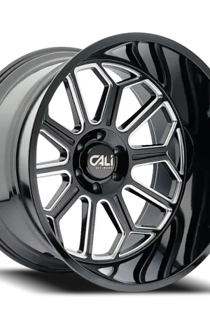 Cast Aluminum Wheels Auburn 9117 BM 20x9 Milled Gloss Black 8 On 170 Bolt Pattern -12 Offset Cali Offroad Wheels Big Sale