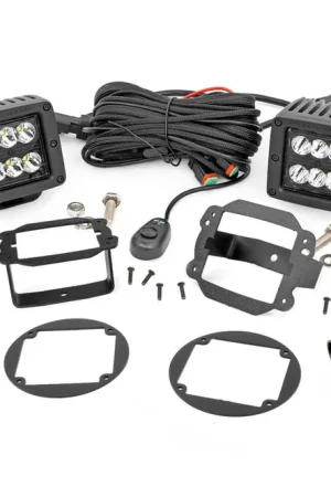 Grab Now Jeep 2 Inch Cree LED Fog Light Kit Black Series 07-09 JK Wrangler Rough Country