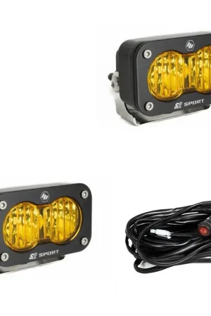 Fresh Stock LED Work Light Baja Amber Lens Wide Cornering Pattern Pair S2 Sport Baja Designs