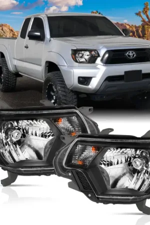 ANZO 2012-2015 Toyota Tacoma Crystal Headlights Black New Release