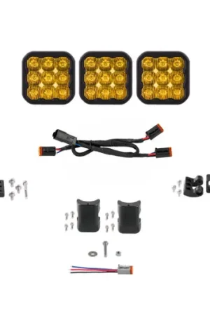 Direct From Factory Diode Dynamics SS5 Sport Universal CrossLink 3-Pod Lightbar - Yellow Driving