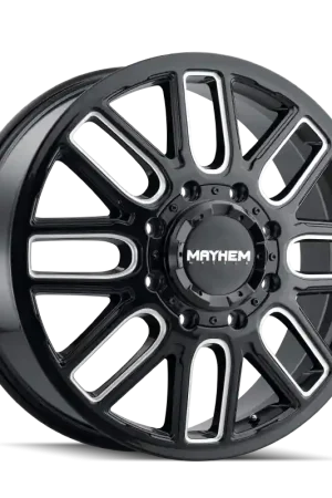 Certified Mayhem 8107D Cogent Dually 22x8.25 / 8x200 BP / 115mm Offset / 142mm Hub Black w/Milled Spokes Wheel