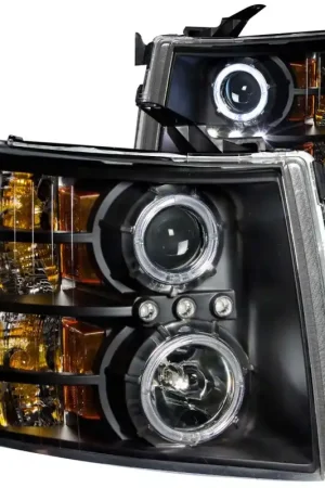 Free Returns ANZO 2007-2013 Chevrolet Silverado 1500 Projector Headlights w/ Halo Black