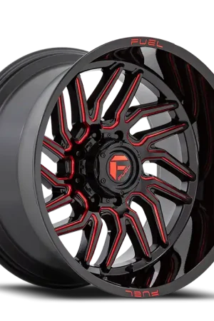 Holiday Sale Aluminum Wheels 22X12 Hurricane D808 8 On 180 Gloss Black/Red Milled 124.2 Bore -44 Offset Fuel Off Road Wheels