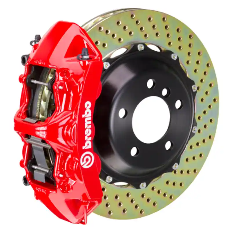 Fan Favorite Brembo 05-09 F430 Excl CC Brakes Fr GT BBK 6Pis Cast 380x32 2pc Rotor Drilled-Red