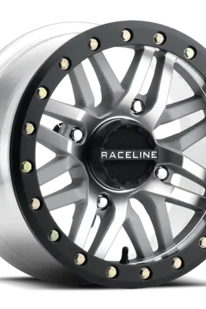 Mega Sale Raceline A91MA Ryno 15x7in/4x156 BP/10mm Offset/132.5mm Bore - Machined & Black Ring Beadlock Wheel