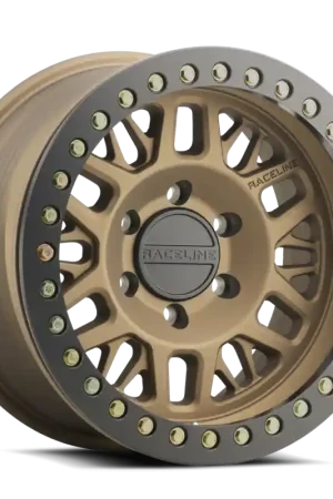 Popular Raceline RT951B Ryno 17x9in/5x127 BP/-12mm Offset/83.82mm Bore - Bronze & Black Ring Beadlock Wheel