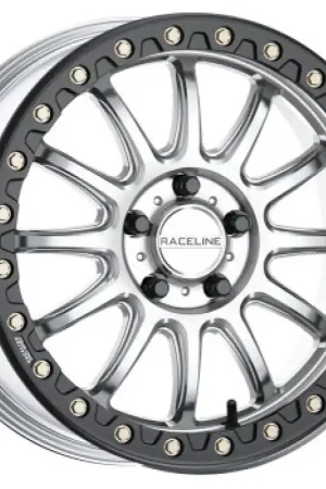 Reduced Price Raceline A14SB Alpha 17x7in/5x114.3 BP/40mm Offset/68mm Bore - Silver & Blk Ring Beadlock Wheel