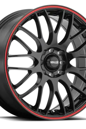 Money Back Guarantee Maxxim Maze 16x7 8x100/114.3 ET40 Black/Red Stripe