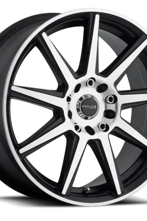 Raceline 144M Storm 18x7.5in / 5x110/5x114.3 BP / 42mm Offset / 72.62mm Bore- Black & Machined Wheel In Demand