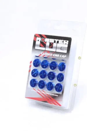 Hot Picks Wheel Mate Monster Lug Caps M14x1.50 Set of 20 - Blue - Plastic