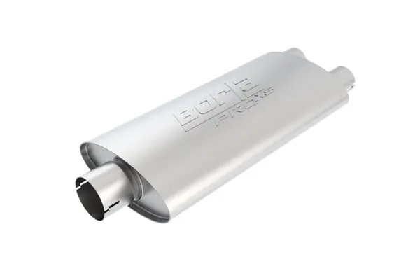 Warranty Included Borla Universal Center/Dual Oval 3in In / 2.5in Out 19in x 4in x 9.5in Notched PRO-XS Muffler