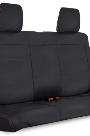 Budget PRP 11-12 Jeep Wrangler JKU Rear Seat Cover/4 door - Black with Red Stitching