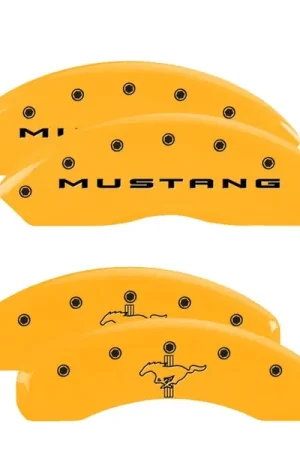 Buy Online MGP 4 Caliper Covers Engraved Front 2015/Mustang Engraved Rear 2015/Bar & Pony ylw finish black ch