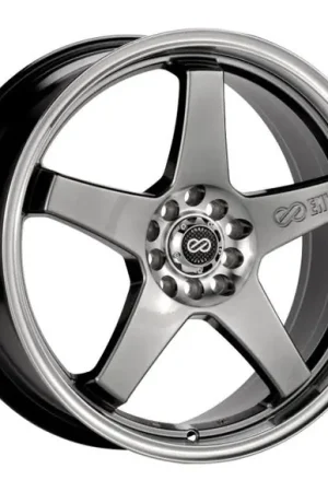 Enkei EV5 17x7 5x100/114.3 38mm Offset 72.6 Bolt Diameter Hyper Black w/ Machined Lip Wheel Crafted