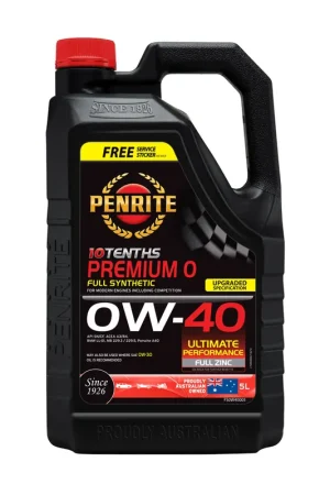 Reduced Price Penrite Full Synthetic 10 Tenths Engine Oil 0W-40 5L - FS0W40005 (Pickup Only)