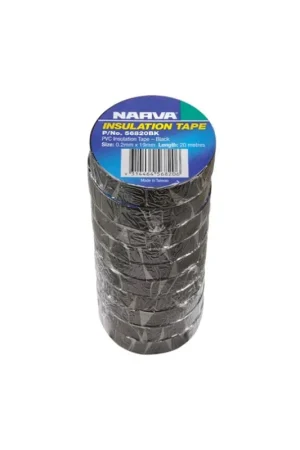 Narva 56820BK\\/10 10 Rolls of 20m Black PVC Electrical Insulation Tape (0.2x19mm) Special Discount