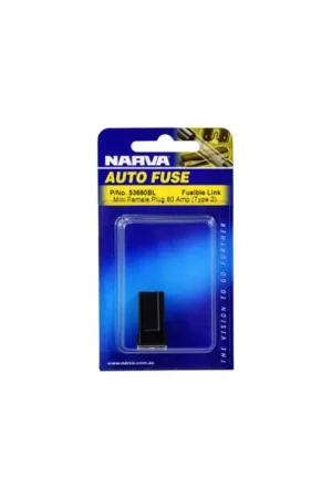 Limited Offer Narva 53680BL 80A Black Mini Female Plug (Type 2) Fusible Link - Single