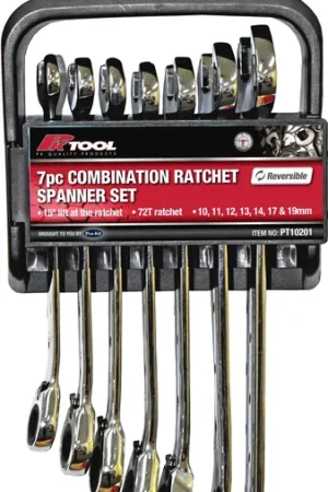 Get Yours PKTool 7pc Combination Reversible Ratchet Spanner Set - PT10201 (Pickup Only)