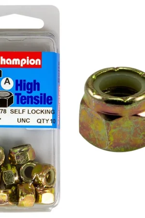 Champion Pack of 10 5\\/16 UNC High Tensile Grade 8.8, Zinc Plated Self Locking Hex Nuts with Nylon Insert - SLC78 Warranty Included