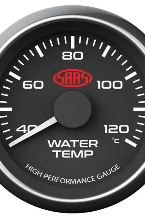 Top Rated SAAS 52mm Black Muscle Series Water Temperature Gauge (40-120C) - SG-WT52B