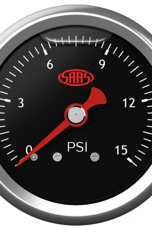 SAAS 41mm Black Liquid Filled Fuel Pressure Gauge (15PSI) - SG15B Limited Edition
