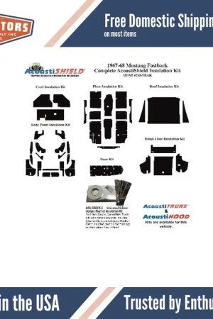 Insulation Sound Deadener Kit for 67-68 Ford Mustang Fastback Acoustishield Roof Fast Shipping