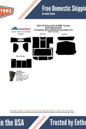 Insulation Sound Deadener Kit for 1937-46 Chevrolet Truck Acoustishield Complete Cheap