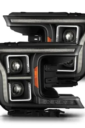 Express Delivery AlphaRex 18-20 Ford F-150 (Req. Conv F150 w/Stock LED) LUXX LED Proj HL Blk Actv Lgt Seq Sig SB DRL