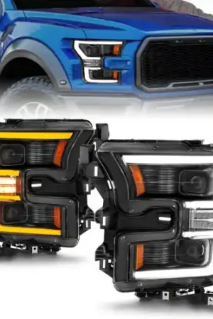 ANZO 15-17 Ford F-150 Black LED Projector Plank Style DRL w/Initiation Light Halogen Models Express Delivery