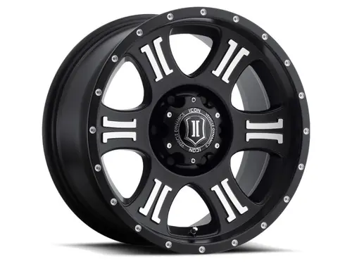 Buy Online ICON Shield 17x8.5 5x5 0mm Offset 4.75in BS 71.5mm Bore Satin Black/Machined Wheel - 1017857347MB
