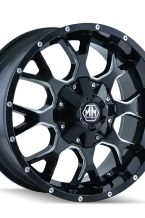 Mayhem 8015 Warrior 22x12 / 6x135 BP / -44mm Offset / 106mm Hub Black w/ Milled Spokes Wheel Holiday Sale