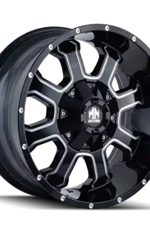 Mayhem 8103 Fierce 20x9 / 5x127 BP / 0mm Offset / 87mm Hub Black w/ Milled Spokes Wheel Today Only