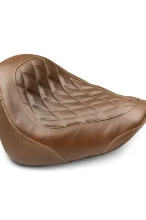 Mustang Motorcycle 18-21 Harley Davidson Fat Bob Wide Tripper Solo Seat Diamond Stitch - Brown Fresh Stock