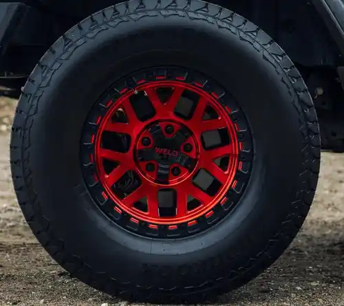 Fan Favorite Weld Off-Road W133 17X9 Cinch 6X135 6X139.7 ET00 BS5.00 Candy Red / Satin Black Ring 106.1 Wheel| 2009-2024 F-150 | 2010-2024 Raptor | 2010-2024 Expedition |2019-2024 Ram 1500 | Silverado / Sierra 1500 |W13379098500
