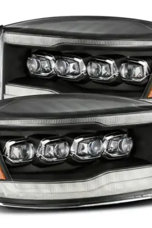 AlphaRex 06-08 Dodge Ram 1500HD NOVA LED ProjHeadlights Plank Style Blk w/Seq Signal/DRL/Amber LED Special Discount