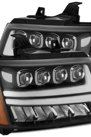 Super Sale AlphaRex 07-13 Chevy Avalanche NOVA LED Proj Headlights Plank Style Gloss Black w/Activ Light/DRL