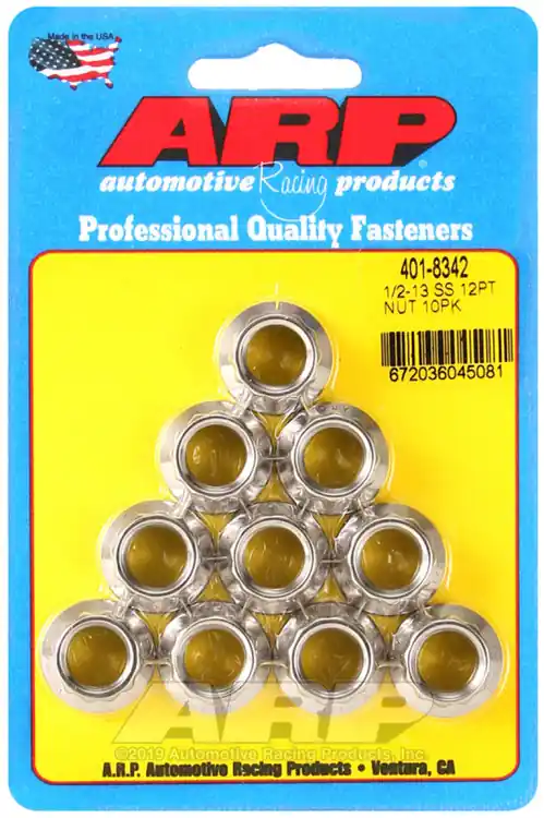 Trusted Brand ARP 1/2-13 Stainless Steel 12-Point Nut Kit - Pack of 10