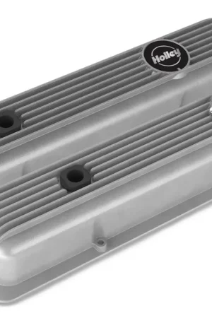 Price Cut Holley Valve Covers - Muscle Series - Finned - SBC - Natural Chevrolet Small Block - Perimeter Bolt - Cast Aluminum